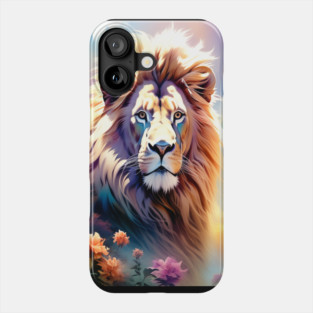 Lion in the sky double exposure wildlife forests Phone Case