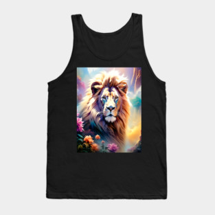 Lion in the sky double exposure wildlife forests Tank Top