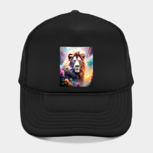 Lion in the sky double exposure wildlife forests Hat