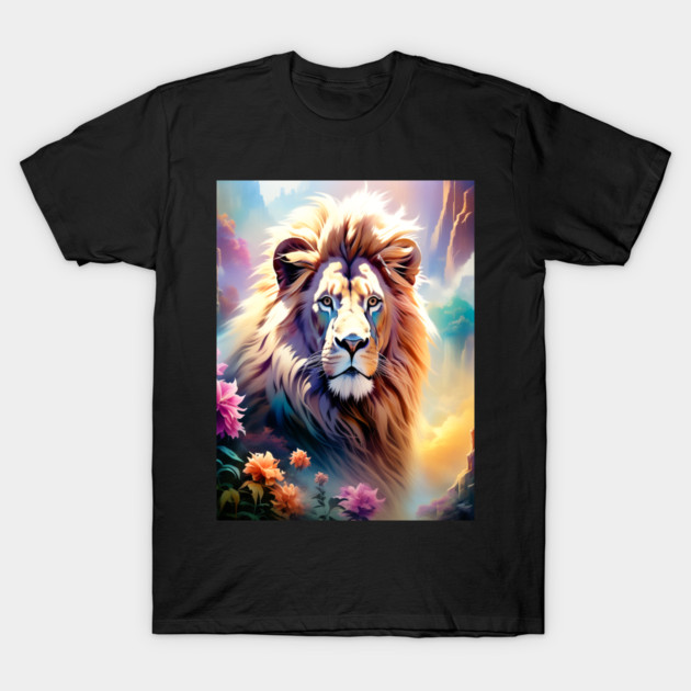 Lion in the sky double exposure wildlife forests T-Shirt by BirdsnStuff