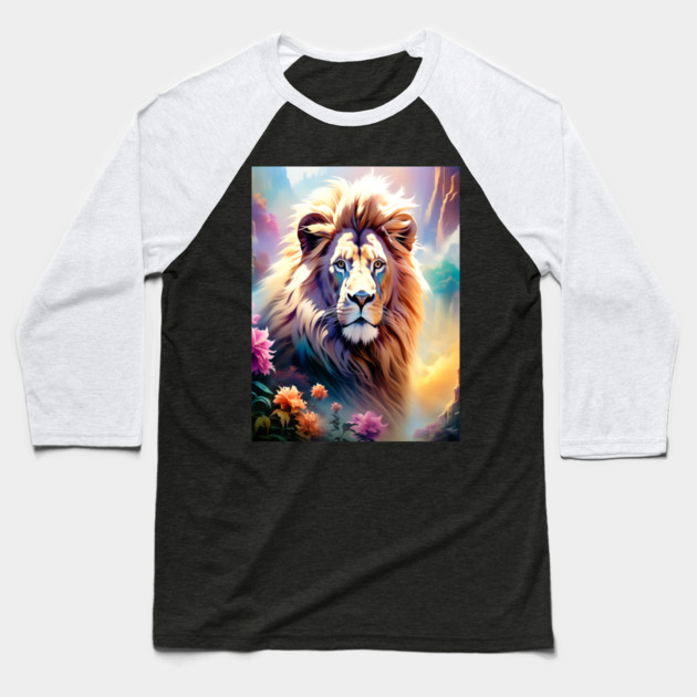 Lion in the sky double exposure wildlife forests Baseball T-Shirt by BirdsnStuff
