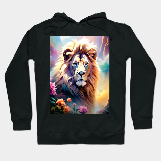 Lion in the sky double exposure wildlife forests Hoodie by BirdsnStuff