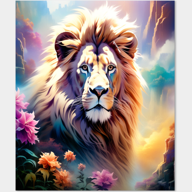 Lion in the sky double exposure wildlife forests Wall Art by BirdsnStuff