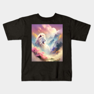 Lion in the sky double exposure wildlife forests Kids T-Shirt