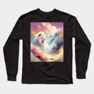 Lion in the sky double exposure wildlife forests Long Sleeve T-Shirt