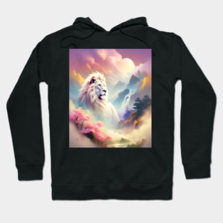 Lion in the sky double exposure wildlife forests Hoodie