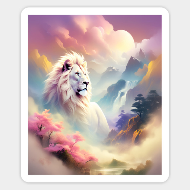 Lion in the sky double exposure wildlife forests Magnet by BirdsnStuff