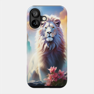 Lion in the sky double exposure wildlife forests Phone Case