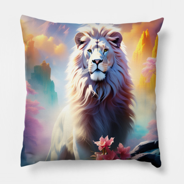 Lion in the sky double exposure wildlife forests Pillow by BirdsnStuff