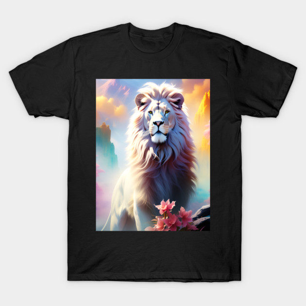 Lion in the sky double exposure wildlife forests T-Shirt by BirdsnStuff