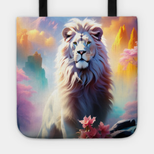 Lion in the sky double exposure wildlife forests Tote