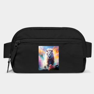 Lion in the sky double exposure wildlife forests Bag