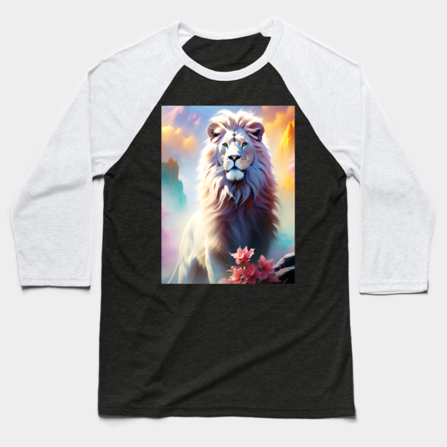Lion in the sky double exposure wildlife forests Baseball T-Shirt by BirdsnStuff