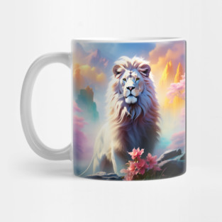 Lion in the sky double exposure wildlife forests Mug