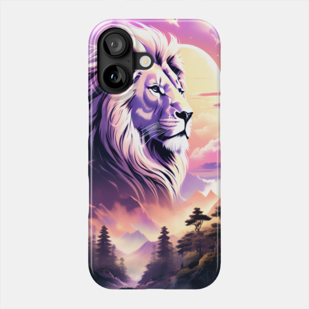 Lion in the sky double exposure wildlife forests Phone Case by BirdsnStuff