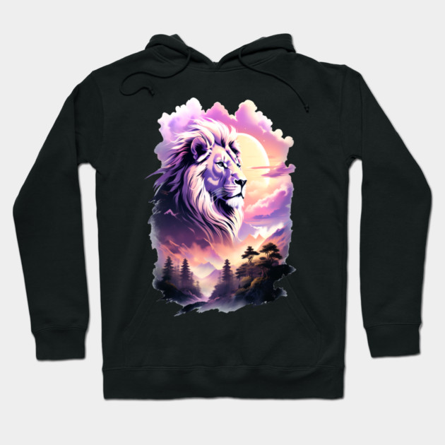 Lion in the sky double exposure wildlife forests Hoodie by BirdsnStuff