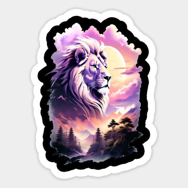 Lion in the sky double exposure wildlife forests Magnet by BirdsnStuff