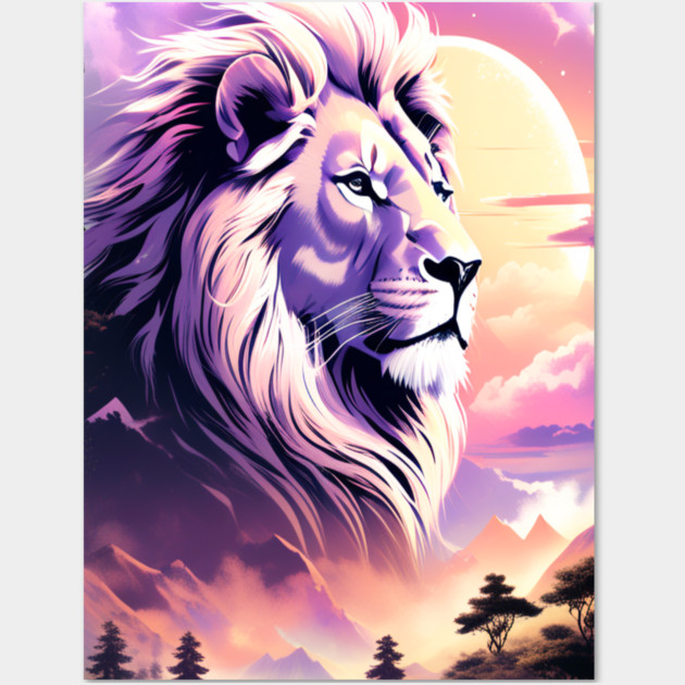 Lion in the sky double exposure wildlife forests Wall Art by BirdsnStuff