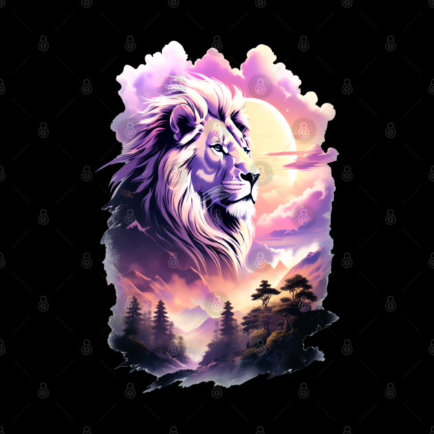 Lion in the sky double exposure wildlife forests by BirdsnStuff