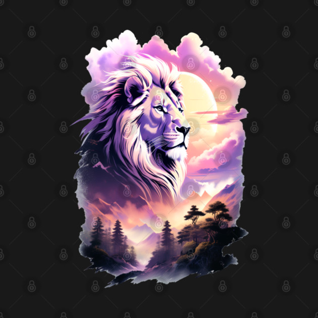 Lion in the sky double exposure wildlife forests by BirdsnStuff