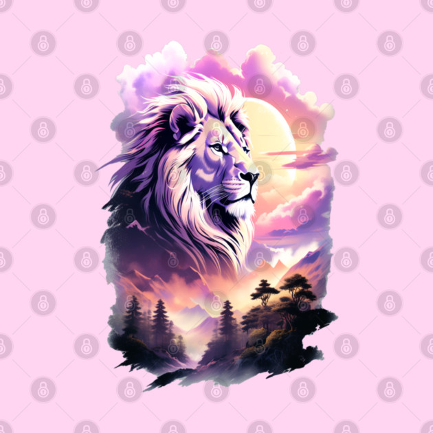 Lion in the sky double exposure wildlife forests by BirdsnStuff