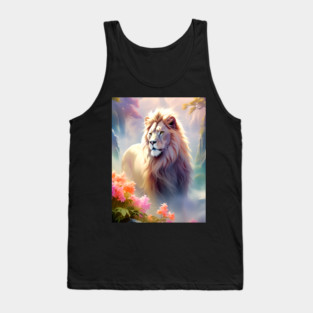 Lion in the sky double exposure wildlife forests Tank Top