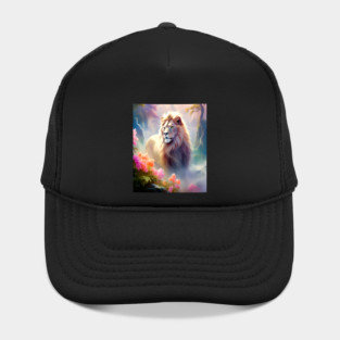 Lion in the sky double exposure wildlife forests Hat