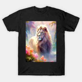 Lion in the sky double exposure wildlife forests T-Shirt