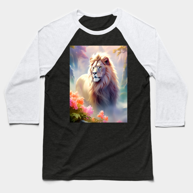 Lion in the sky double exposure wildlife forests Baseball T-Shirt by BirdsnStuff