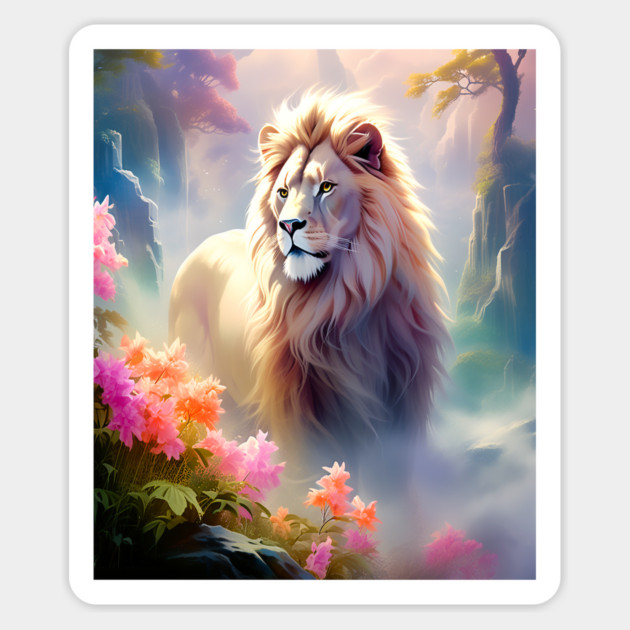 Lion in the sky double exposure wildlife forests Magnet by BirdsnStuff