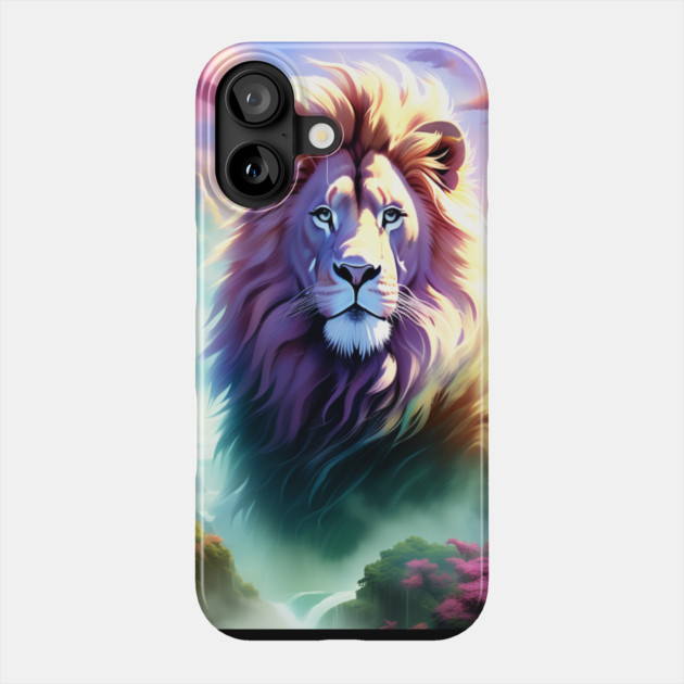 Lion in the sky double exposure wildlife forests Phone Case by BirdsnStuff