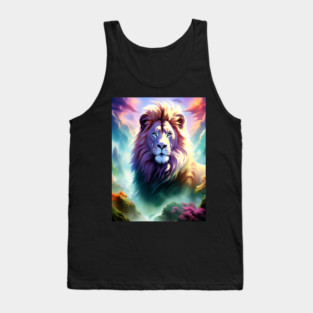 Lion in the sky double exposure wildlife forests Tank Top