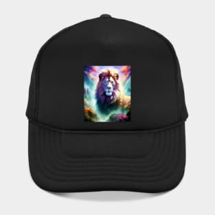 Lion in the sky double exposure wildlife forests Hat
