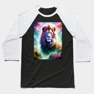 Lion in the sky double exposure wildlife forests Baseball T-Shirt