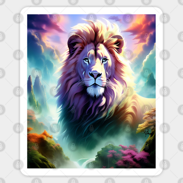 Lion in the sky double exposure wildlife forests Sticker by BirdsnStuff