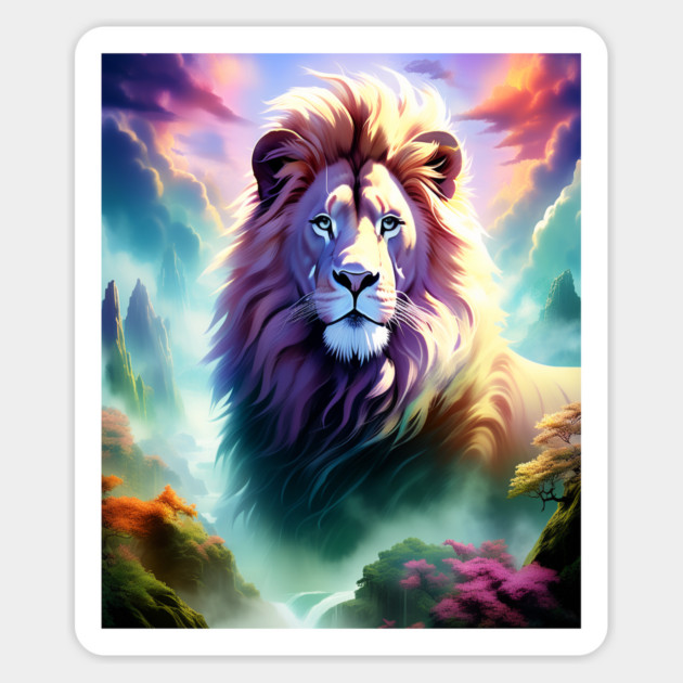 Lion in the sky double exposure wildlife forests Magnet by BirdsnStuff