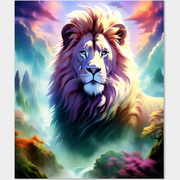 Lion in the sky double exposure wildlife forests Wall Art by BirdsnStuff