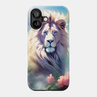 Lion in the sky double exposure wildlife forests Phone Case