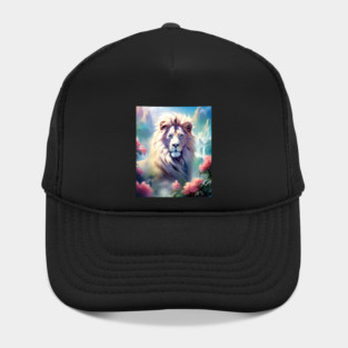 Lion in the sky double exposure wildlife forests Hat