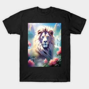 Lion in the sky double exposure wildlife forests T-Shirt