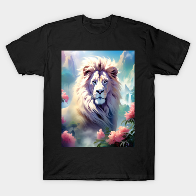 Lion in the sky double exposure wildlife forests T-Shirt by BirdsnStuff