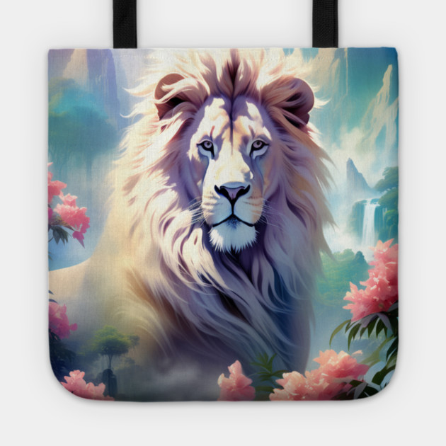 Lion in the sky double exposure wildlife forests Tote by BirdsnStuff