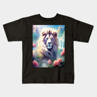 Lion in the sky double exposure wildlife forests Kids T-Shirt