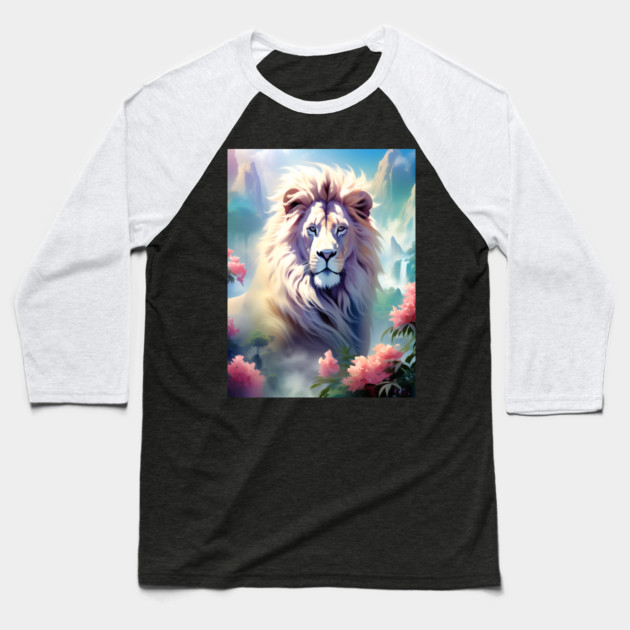 Lion in the sky double exposure wildlife forests Baseball T-Shirt by BirdsnStuff