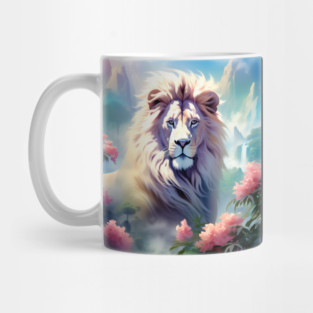 Lion in the sky double exposure wildlife forests Mug