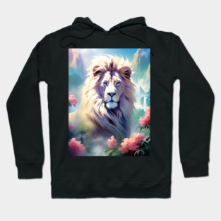 Lion in the sky double exposure wildlife forests Hoodie