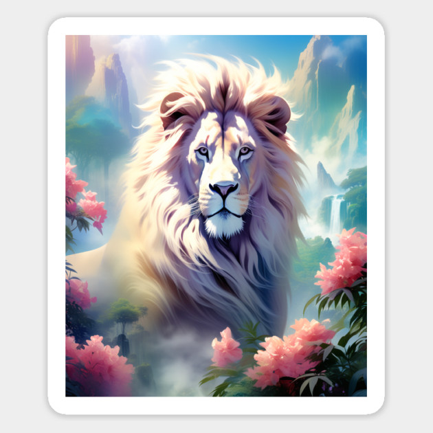 Lion in the sky double exposure wildlife forests Magnet by BirdsnStuff