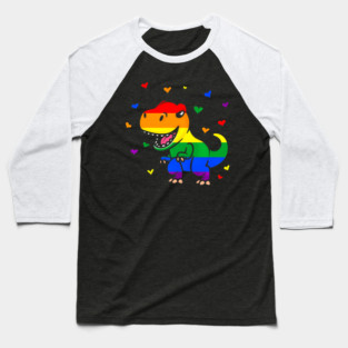 LGBT Pride Flag  Dinosaur Pride Colors Baseball T-Shirt