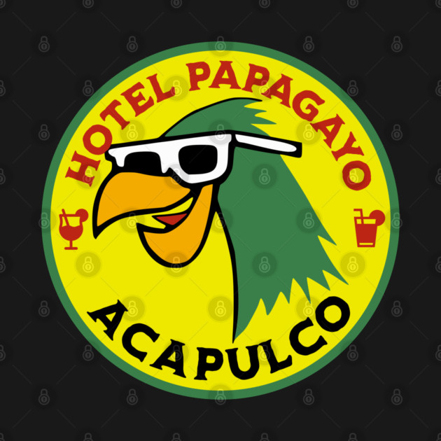 Hotel Papagayo Acapulco Mexico - Vintage Travel Sticker - Vintage Luggage Label Parrot Hotel Mexico by Yesteeyear