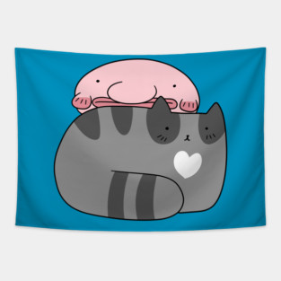 Blue Tabby Cat and Blobfish Tapestry